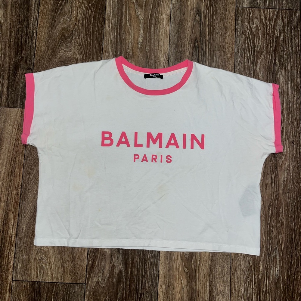 Balmain Paris Logo Cropped Shirt